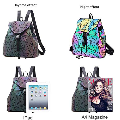 Parnerme Bolso Mochila Cuero Mujer,Geométrico Mochilas Mujer Casual de Viaje de Gran Capacidad