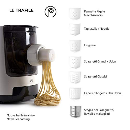 PastAIO | Máquina de pasta fresca y para masas, hasta 800 g de pasta por ciclo, pesado automático, 7 discos incluidos para 10 tipos de pasta, 180 W