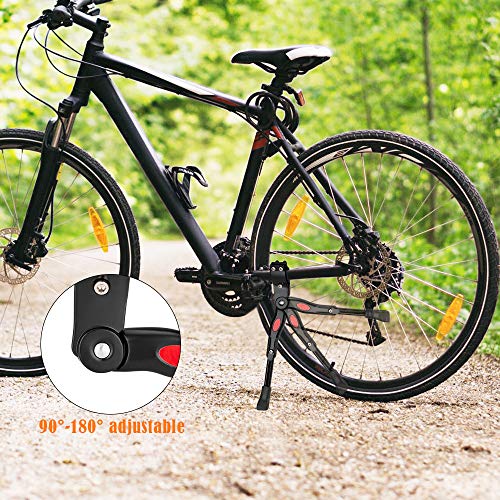 Pata de Cabra para Bicicleta, Aluminio Aleación Ajustable Bicicleta Kickstands con pie de Goma Antideslizante y Llave Hexagonal para 22 - 27 pulgadas MTB Montaña, Carretera Bicicletas, Negro