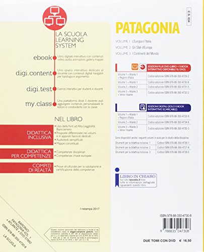 Patagonia. Geografia per capire il mondo. Atlante. Per la Scuola media. Con e-book. Con espansione online. L' Europa e l'Italia (Vol. 1)