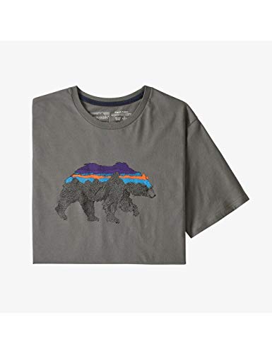 Patagonia M's Back For Good Organic T-Shirt Camiseta, Hombre, Noble Grey w/Bear, XS