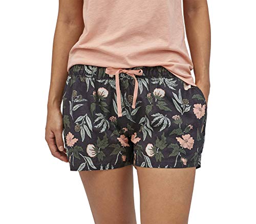 Patagonia W's Island Hemp Baggies Shorts Pantalón Corto, Mujer, Fiber Flora Multi Big: Ink Black, S