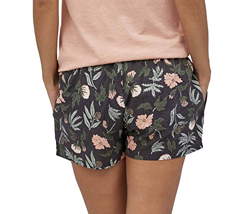 Patagonia W's Island Hemp Baggies Shorts Pantalón Corto, Mujer, Fiber Flora Multi Big: Ink Black, S