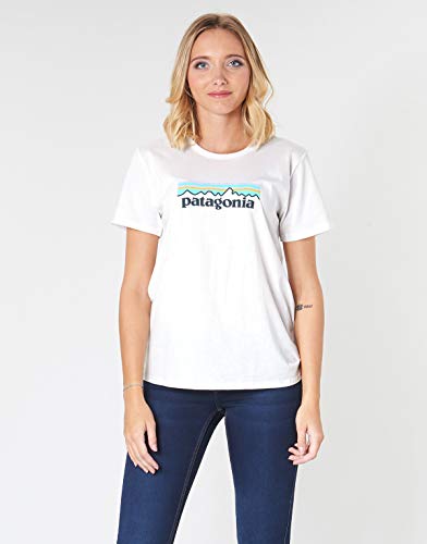 Patagonia W's Pastel P-6 Logo Organic Crew T-Shirt Camiseta, Mujer, White, XL