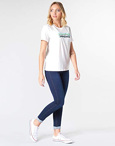 Patagonia W's Pastel P-6 Logo Organic Crew T-Shirt Camiseta, Mujer, White, XL