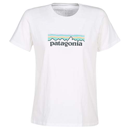 Patagonia W's Pastel P-6 Logo Organic Crew T-Shirt Camiseta, Mujer, White, XL