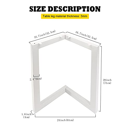 Patas de Mesa Industriales Patas Muebles de Acero con Marco en V/T con Tornillos+ Protectores de Suelo, 2 Piezas