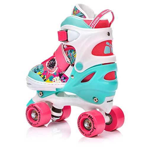 Patines 4 Ruedas Ajustable Disco Roler Skate Patines en Paralelo Retro Quad Skate Patines para Niños Adolescentes y Adultos tamaño Ajustable del Zapato (S 31-34, Meadow)