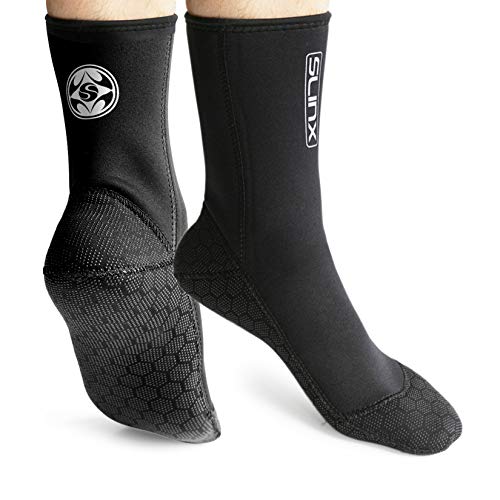 PAWHITS - Calcetines de neopreno de 3 mm, térmicos, antideslizantes, unisex - para buceo, esnórquel, natación, surf, navegación, kayak, Unisex, negro, XL