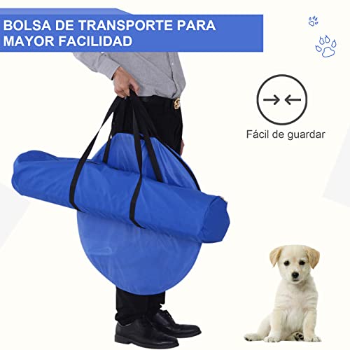 PawHut Set Entrenamiento Agility Agilidad Perros Salto Tunel y Slalom Azul Amarillo NUE