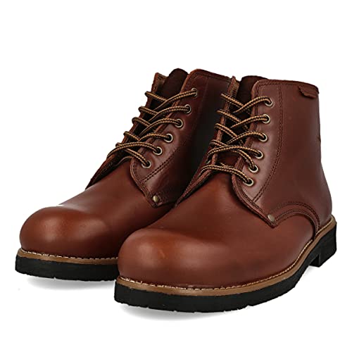 PAYMA - Botas Rústicas Hombre de Piel tipo Chukka. Zapato Botín Safari Pisamierdas de Cuero Casual Trabajo, Campo y Jardinería. Cierre Cordones. Suela de Goma. Color: Bota Marrón, Talla: EU 44