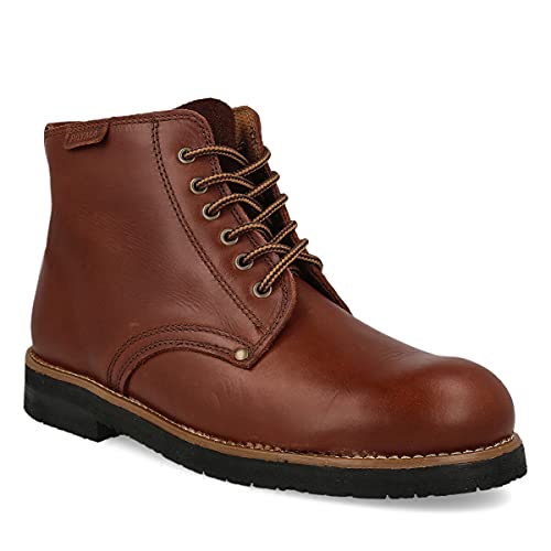 PAYMA - Botas Rústicas Hombre de Piel tipo Chukka. Zapato Botín Safari Pisamierdas de Cuero Casual Trabajo, Campo y Jardinería. Cierre Cordones. Suela de Goma. Color: Bota Marrón, Talla: EU 44