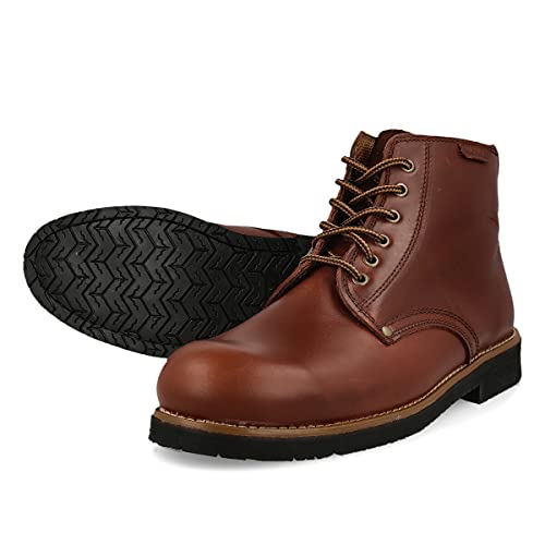 PAYMA - Botas Rústicas Hombre de Piel tipo Chukka. Zapato Botín Safari Pisamierdas de Cuero Casual Trabajo, Campo y Jardinería. Cierre Cordones. Suela de Goma. Color: Bota Marrón, Talla: EU 44