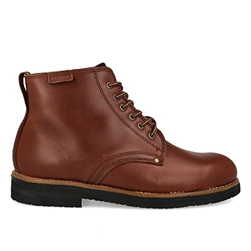 PAYMA - Botas Rústicas Hombre de Piel tipo Chukka. Zapato Botín Safari Pisamierdas de Cuero Casual Trabajo, Campo y Jardinería. Cierre Cordones. Suela de Goma. Color: Bota Marrón, Talla: EU 44