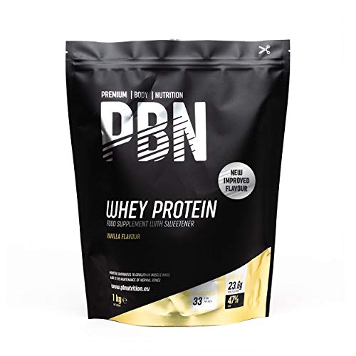 PBN Premium Body Nutrition - Proteína de suero de leche en polvo, 1 kg (Paquete de 1), sabor Vainilla, sabor optimizado