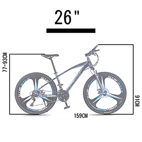 PBTRM Bicicleta Montaña MTB Outdoor 26 Pulgadas 21 Velocidades, Marco Aluminio, Doble Suspensión, Sillín Ajustable, Altura para Personas Entre 160 Y 185 Cm,Gris