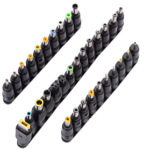 PChero 34pcs Universal Laptop Notebook Entrada DC Plug Set Jack Tips para Lenovo Toshiba DELL y la mayoría de portátiles