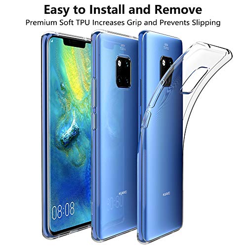 Peakally Funda Huawei Mate 20 Pro, Transparente Silicona Funda para Huawei Mate 20 Pro Carcasa Flexible Claro Ligero TPU Fundas [Antideslizante] [Resistente a arañazos] -Transparente