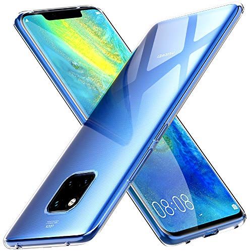 Peakally Funda Huawei Mate 20 Pro, Transparente Silicona Funda para Huawei Mate 20 Pro Carcasa Flexible Claro Ligero TPU Fundas [Antideslizante] [Resistente a arañazos] -Transparente