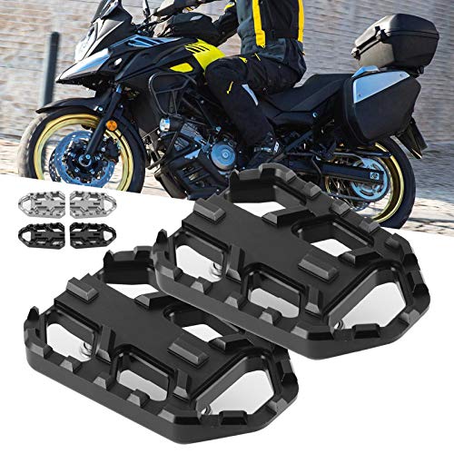 Pedal de motocicleta,1 Par De ReposapiéS Seguridad Pedal para aumentar la base Para Motocicleta Pedales Placas Pie AleacióN Aluminio Cnc Aptos Dl650 Dl1000 V ‑ Strom 650Xt / 1000Xt(negro)