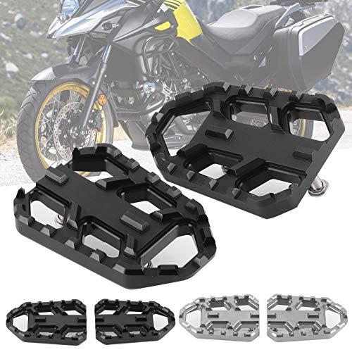 Pedal de motocicleta,1 Par De ReposapiéS Seguridad Pedal para aumentar la base Para Motocicleta Pedales Placas Pie AleacióN Aluminio Cnc Aptos Dl650 Dl1000 V ‑ Strom 650Xt / 1000Xt(negro)