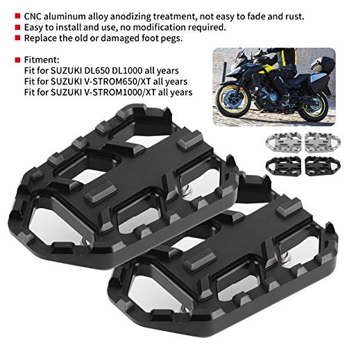 Pedal de motocicleta,1 Par De ReposapiéS Seguridad Pedal para aumentar la base Para Motocicleta Pedales Placas Pie AleacióN Aluminio Cnc Aptos Dl650 Dl1000 V ‑ Strom 650Xt / 1000Xt(negro)