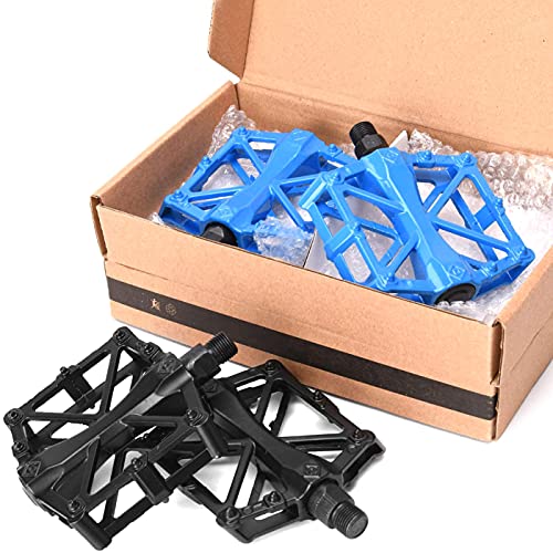 Pedales Bicicleta, Bicicleta de Aleación de Aluminio Pedal Sealed los Cojinetes con Antideslizante Clavo, Adecuado para Bicicletas BMX/MTB (Azul)