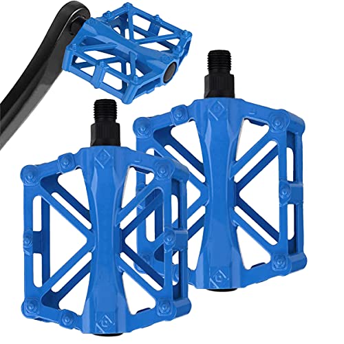 Pedales Bicicleta, Bicicleta de Aleación de Aluminio Pedal Sealed los Cojinetes con Antideslizante Clavo, Adecuado para Bicicletas BMX/MTB (Azul)