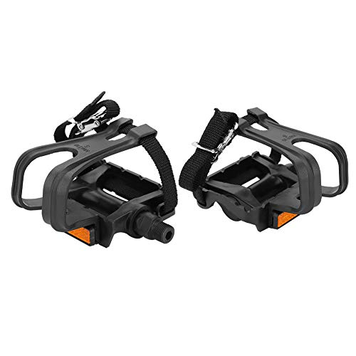 Pedales de Bicicleta de Carretera, 1 Par Pedales de Ciclismo Nylon con Clips y Correas Integrados para Dedo de Pie Jaulas Correas de Pedal para Bicicletas de Montaña de Carretera Al Aire Libre