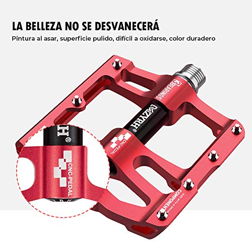 Pedales MTB Bicicleta Montaña de Ciclo, Pedales mtb Plataforma, 3 Rodamientos, Bicicleta CNC de Aleación de Aluminio Ultraligero Ultra Eje Teniendo Sellado Pedales de Carreras Antideslizantes