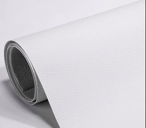 Pegatina de Cuero Artificial PU, parche cuero Impermeable, cuero adhesivo para tapizar(Blanco)