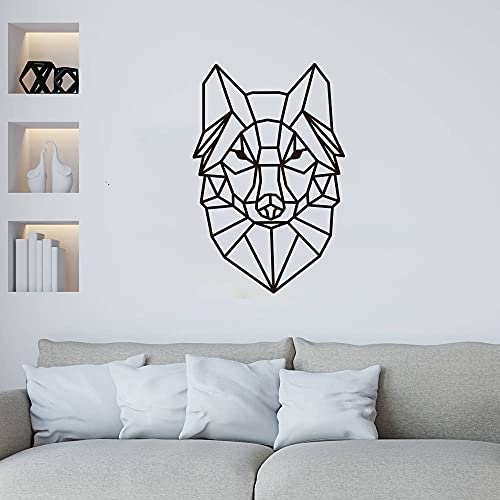 Pegatina de pared de lobo geométrico de dibujos animados para habitación de niños，calcomanía de pared de lobo con cabeza de Animal lindo，pegatina de vinilo para pared A5 36x56cm