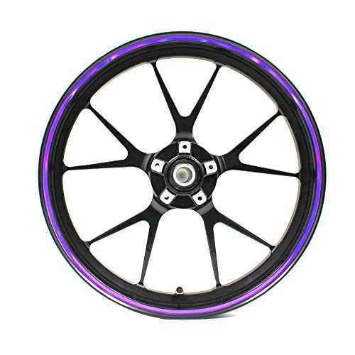 Pegatina para la llanta ancho 7mm cromo hologramma con herramienta de montaje 16" 17" 18" 19" montaje tira decorativa para motocicleta, coche, bicicleta (holograma morado)