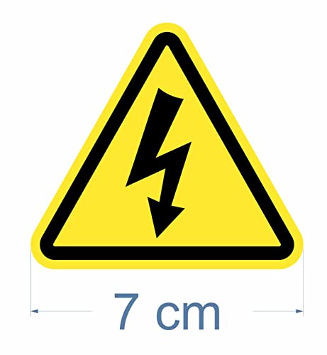 Pegatina Riesgo Eléctrico 12 Unidades de 7 cm Señal Adhesiva Cuadro Eléctrico Triángulo con Rayo (7 cm)