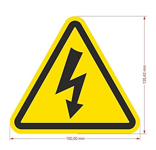 Pegatina Riesgo Eléctrico 5 Unidades de 15 cm Señal Adhesiva Cuadro Eléctrico Triángulo con Rayo (15 cm)