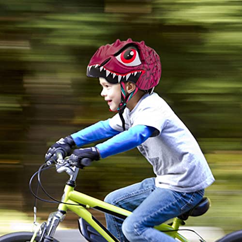 pegtopone De Dinosaurio de Dibujos Animados de Casco de Bicicleta para niños - Casco de Ciclismo de monopatín Transpirable, Ligero y Ajustable | Casco Protector para niños para Patinaje en Bicicleta
