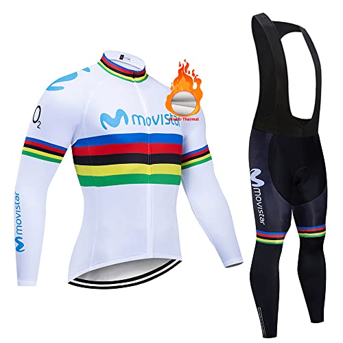 PENGFEICI Conjunto de Maillots de Ciclismo para Invierno, Ropa de Bicicleta térmica de Equipo Profesional para Hombres, Bicicleta Pantalones con 3D Gel Acolchado