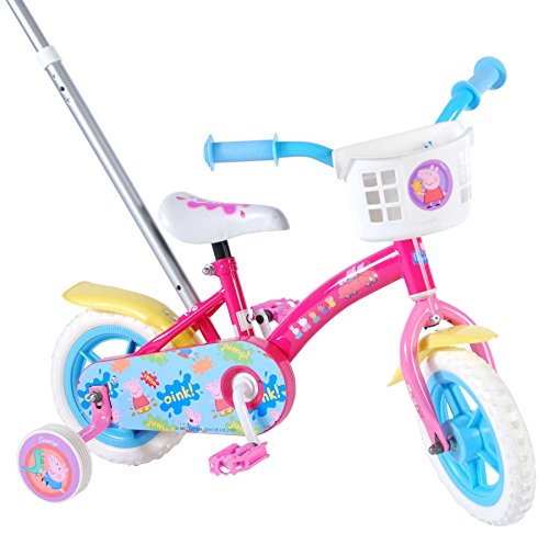 Peppa Pig Bicicleta para niña con caña de Empuje, Niñas, Fucsia, 10"