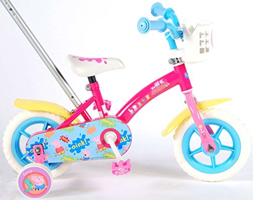 Peppa Pig Bicicleta para niña con caña de Empuje, Niñas, Fucsia, 10"