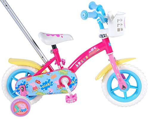 Peppa Pig Bicicleta para niña con caña de Empuje, Niñas, Fucsia, 10"