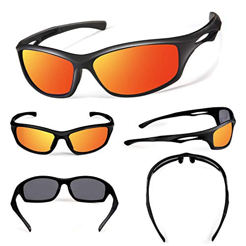 Perfectmiaoxuan Gafas de sol polarizadas para hombre mujer/Golf de pesca fresco Ciclismo El golf Conducción Pescar Alpinismo Deportes al aire libre Gafas de sol (B/red)