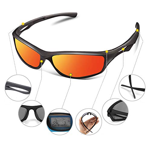 Perfectmiaoxuan Gafas de sol polarizadas para hombre mujer/Golf de pesca fresco Ciclismo El golf Conducción Pescar Alpinismo Deportes al aire libre Gafas de sol (B/red)