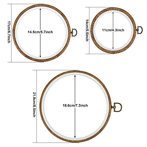 PERFETSELL 3 Pcs Bastidores Para Bordados de Goma 14cm 17cm 21cm de Diametro Bastidores Plástico Aros para Punto de Cruz Aros para Costura Aro de Bordar Bastidores para Bordado para Niños y Adultos