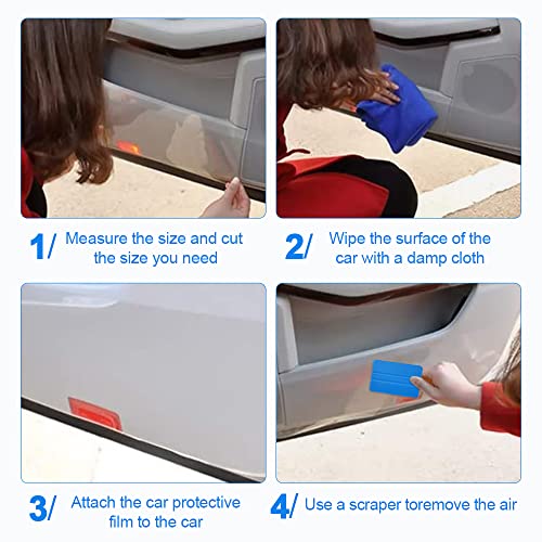 PERFETSELL Film Protector Pintura Coche 300 x 30cm Película de Vinilo Transparente Láminas Protectoras para Pintura para Proteger Bicicleta/Auto/Moto para Paragolpes Puerta Cuadro de Bici + Aplicador