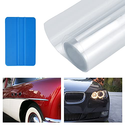 PERFETSELL Film Protector Pintura Coche 300 x 30cm Película de Vinilo Transparente Láminas Protectoras para Pintura para Proteger Bicicleta/Auto/Moto para Paragolpes Puerta Cuadro de Bici + Aplicador