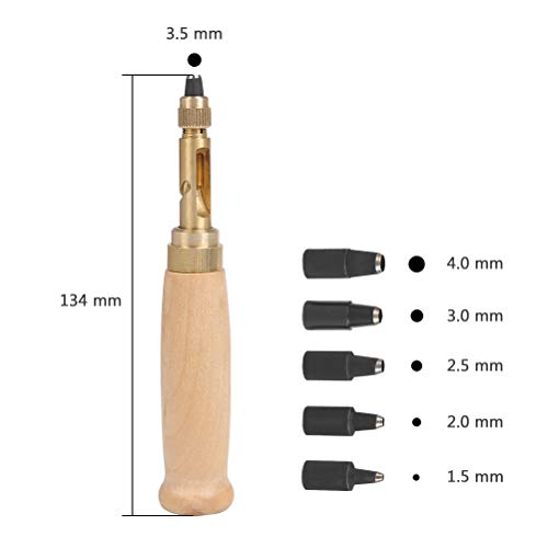 Perforadora de Tornillo para Coser, Cuero, Papel Artesanal, Perforadora para Manualidades con 1,5 mm, 2 mm, 2,5 mm, 3 mm, 3,5 mm, 4 mm