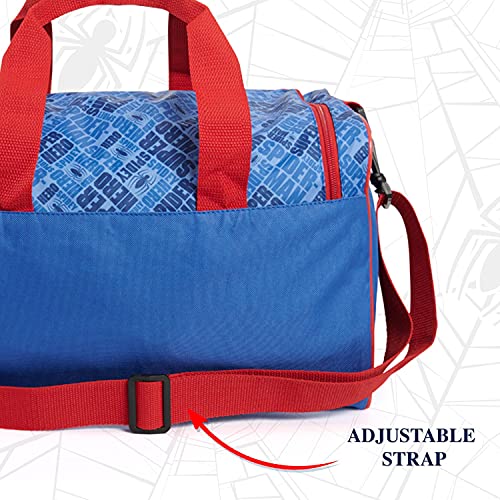 PERLETTI Bolsa Deporte Infantil Spiderman con Bandolera - Mochila Gimnasio para Niños Marvel Spider Man Azul y Rojo - Bolso Deportivo Niño con Hombre Araña de Viajes y Tiempo Libre - 35x22.5x15