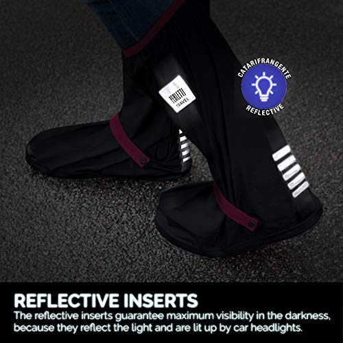 PERLETTI - Cubrecalzados Impermeables Negros Altos - Cubrezapatillas Reflectantes Antideslizantes - Galochas Lluvia Nieve - Protectores Zapatos PVC Resistentes y Reutilizables (M 40/42, Fuchsia)