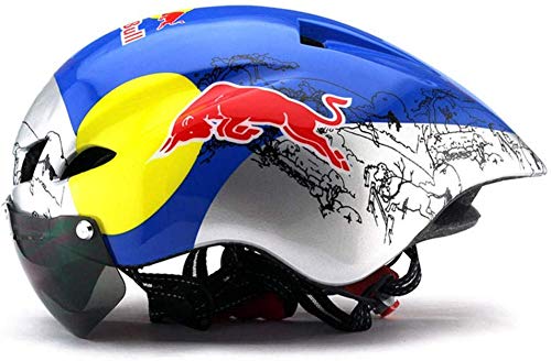 PerrCare Bici del Casco de la Bici de montaña de los vidrios de Bicicletas de montaña Casco de la Bicicleta del Casco de Ciclista Neumáticos,Color de Red Bull,un tamaño