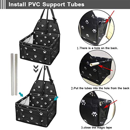 PETEMOO Asiento del Coche de Seguridad para Mascotas Perro Plegable Lavable Viaje Bolsas y Otra Mascota Pequeña con Cremallera Bolsillo